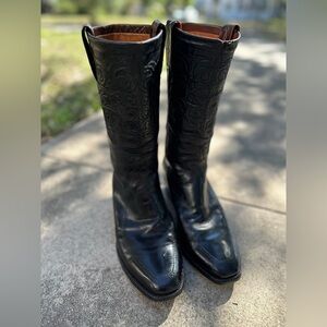 Lucchese Black Embossed Heeled Boots
